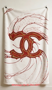 Chanel Red Swirl CC Logo Flannel Throw Blanket IMG_7099